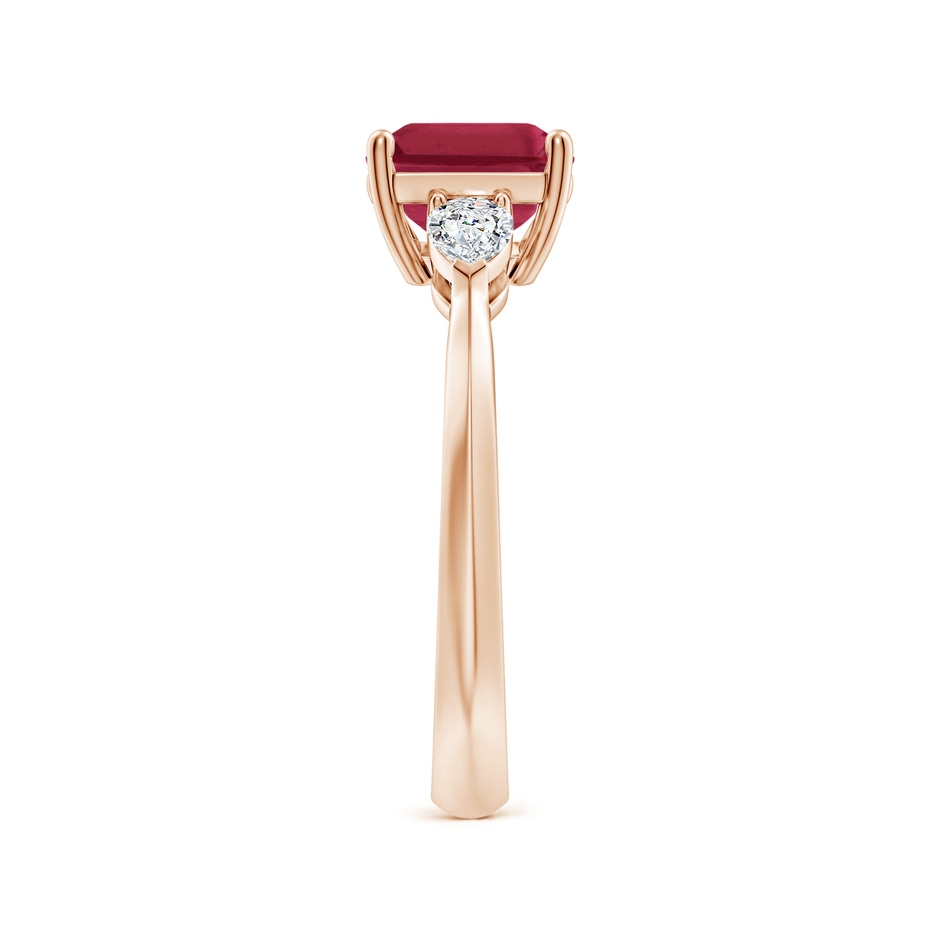 9x7mm A Classic East-West Emerald-Cut Ruby Side Stone Engagement Ring in Rose Gold side 299