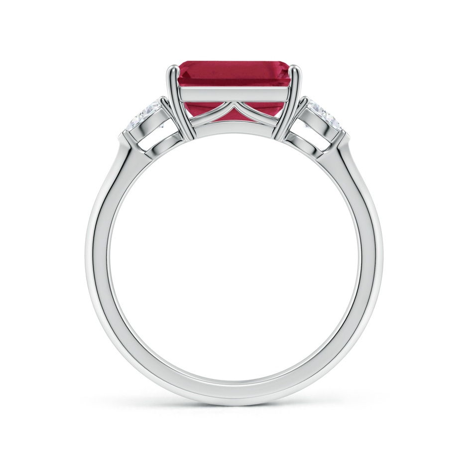 9x7mm A Classic East-West Emerald-Cut Ruby Side Stone Engagement Ring in White Gold side 199
