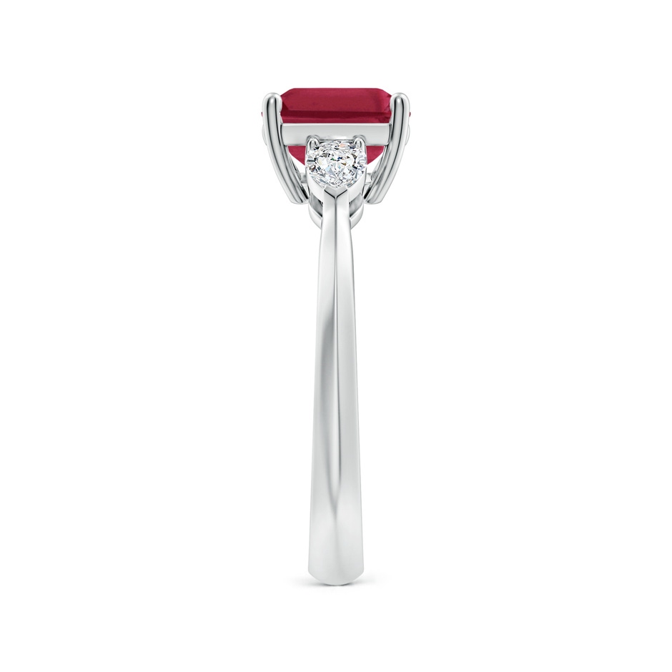 9x7mm A Classic East-West Emerald-Cut Ruby Side Stone Engagement Ring in White Gold side 299