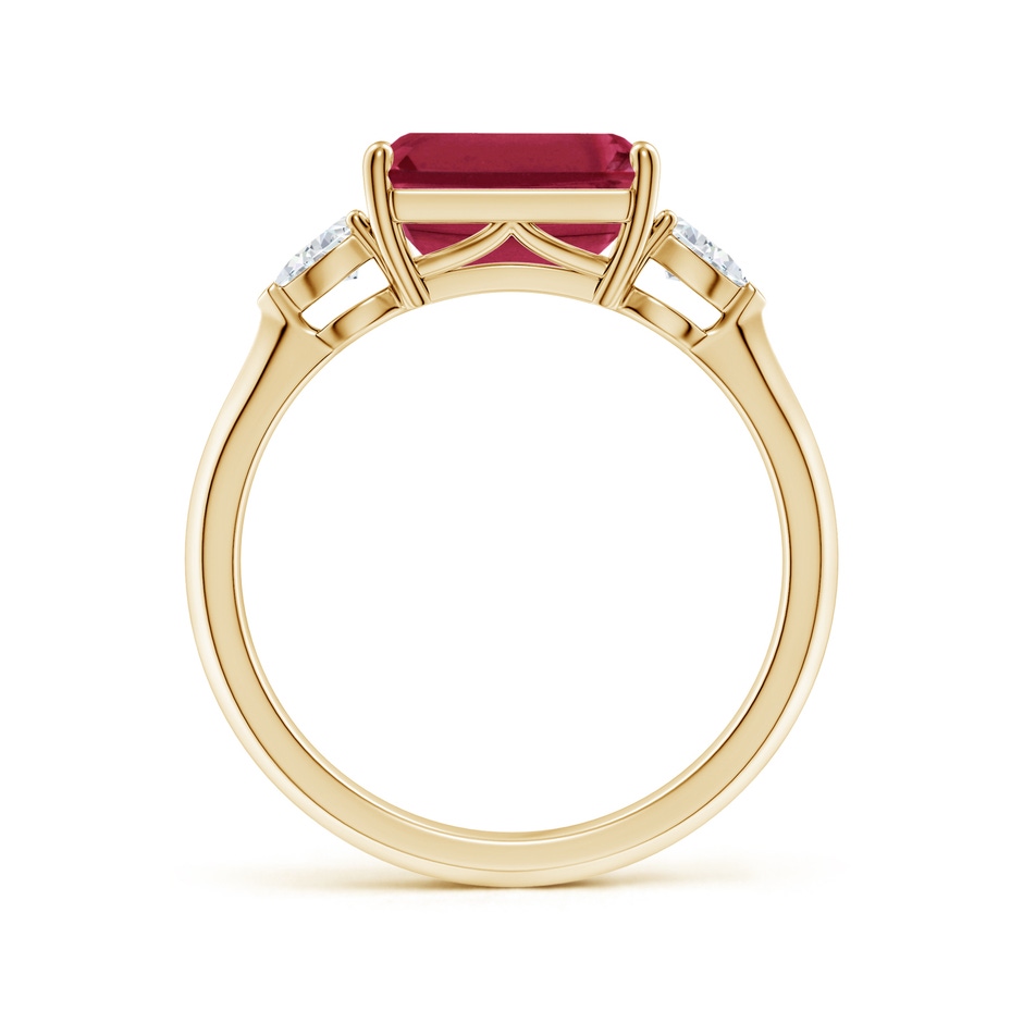 9x7mm A Classic East-West Emerald-Cut Ruby Side Stone Engagement Ring in Yellow Gold side 199