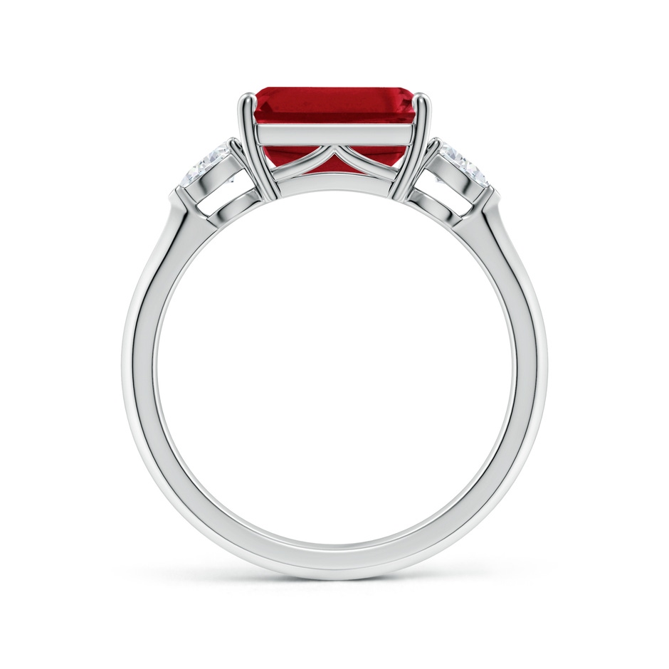 9x7mm AAA Classic East-West Emerald-Cut Ruby Side Stone Engagement Ring in P950 Platinum side 199