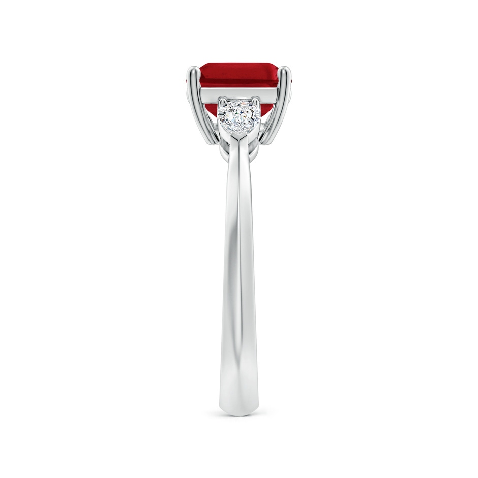 9x7mm AAA Classic East-West Emerald-Cut Ruby Side Stone Engagement Ring in P950 Platinum side 299
