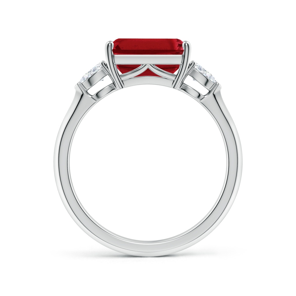 9x7mm AAA Classic East-West Emerald-Cut Ruby Side Stone Engagement Ring in White Gold Side 199