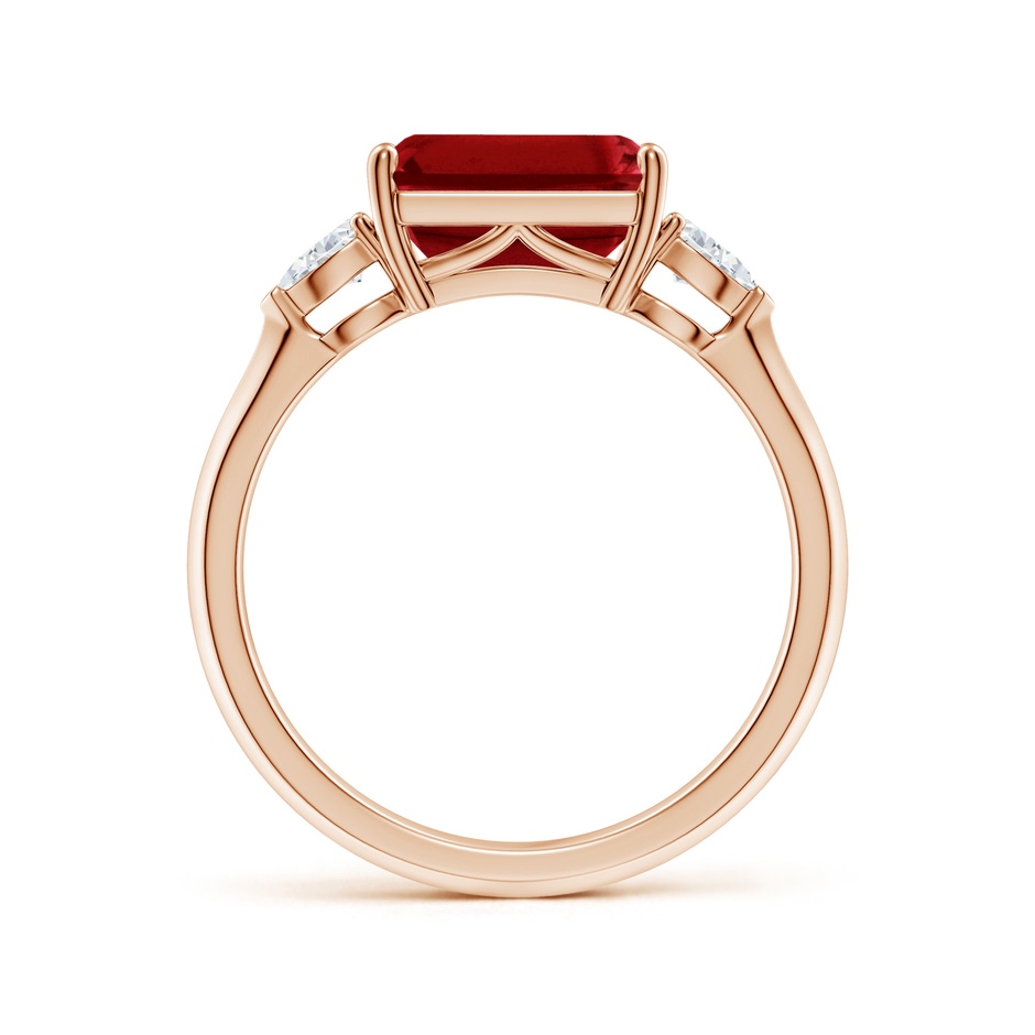 9x7mm AAAA Classic East-West Emerald-Cut Ruby Side Stone Engagement Ring in Rose Gold side 199