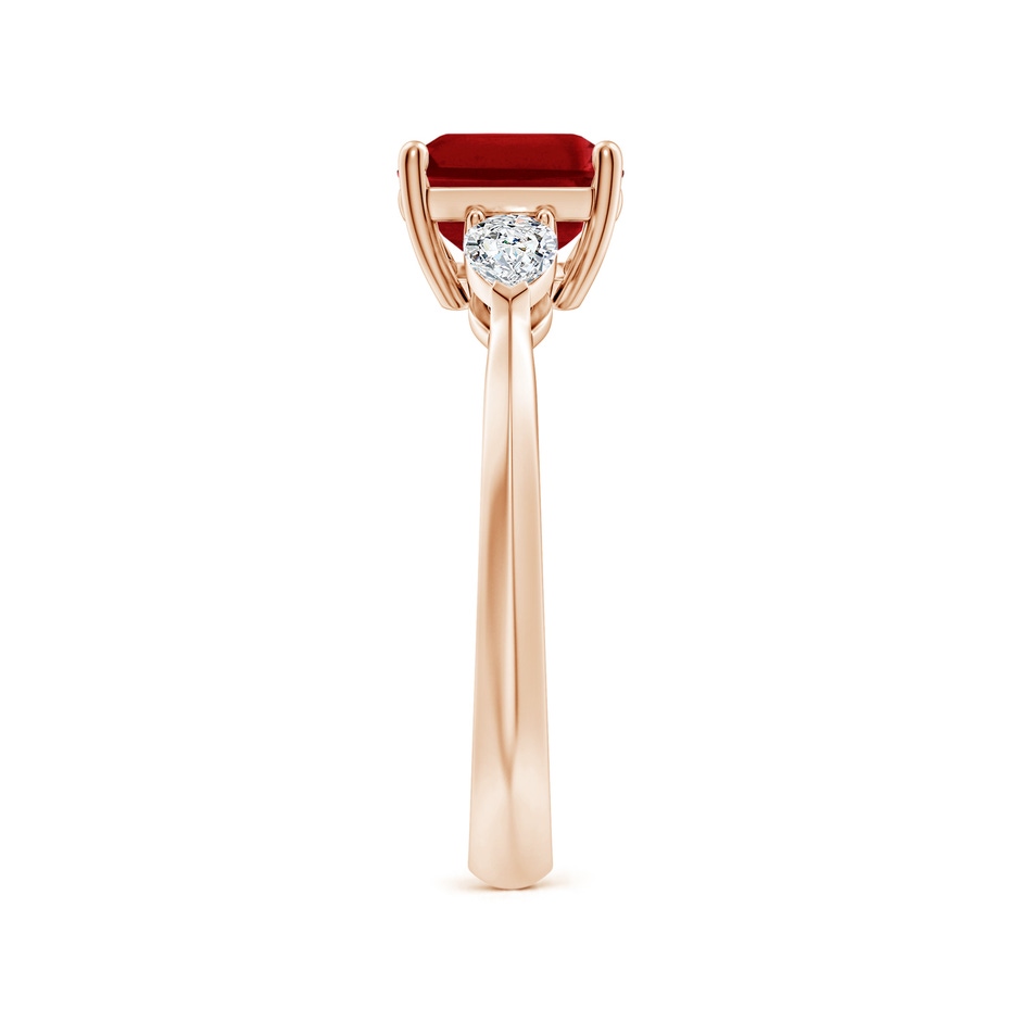 9x7mm AAAA Classic East-West Emerald-Cut Ruby Side Stone Engagement Ring in Rose Gold side 299
