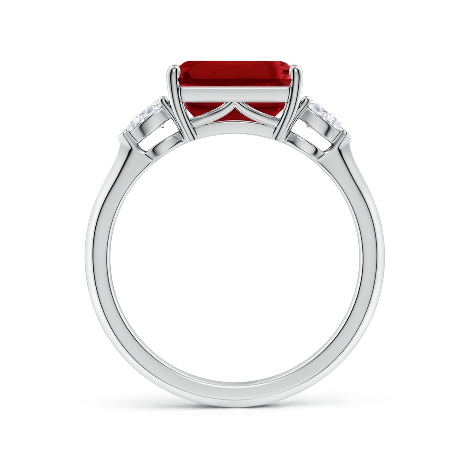 9x7mm AAAA Classic East-West Emerald-Cut Ruby Side Stone Engagement Ring in White Gold side 199