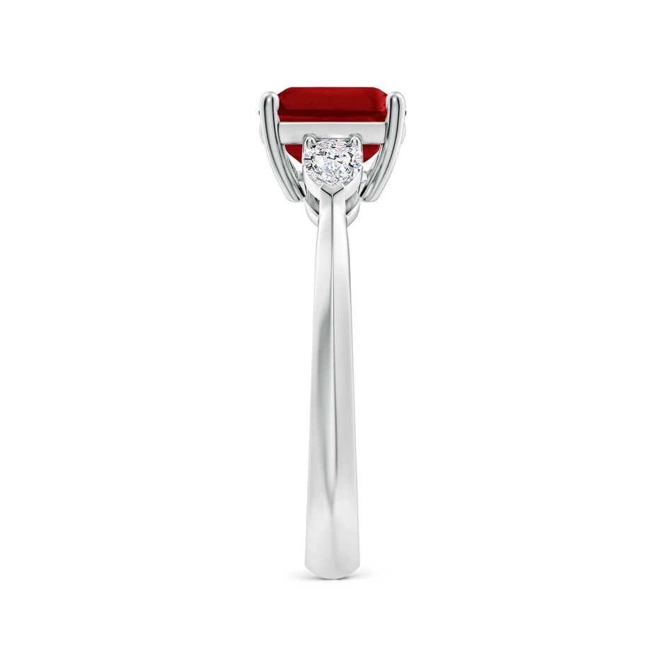 9x7mm AAAA Classic East-West Emerald-Cut Ruby Side Stone Engagement Ring in White Gold side 299