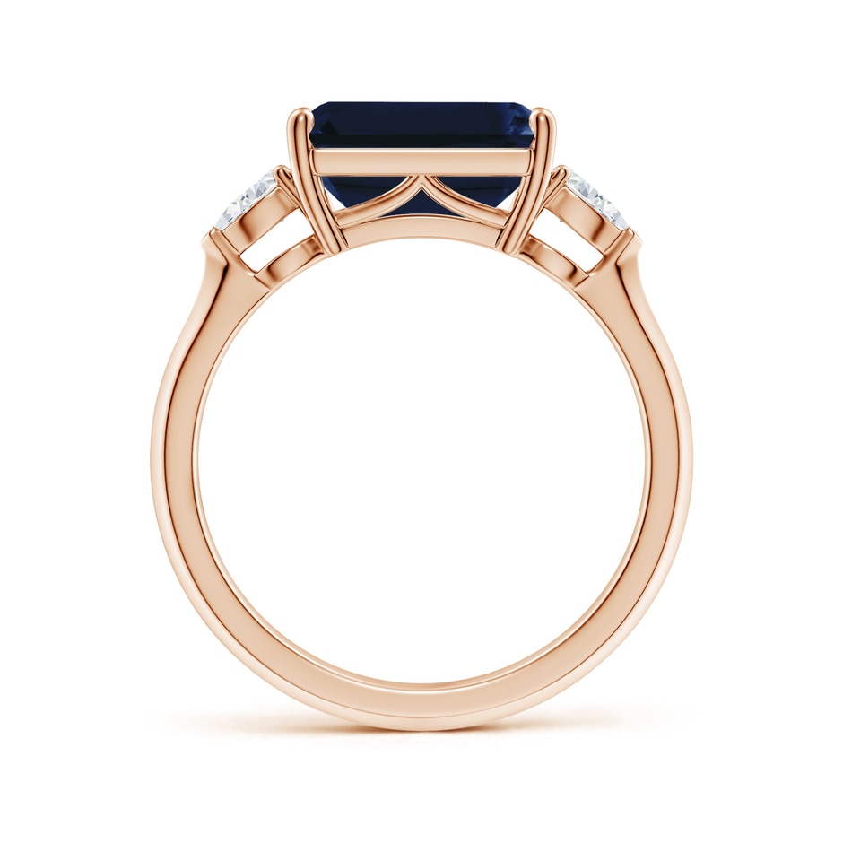 10x8mm AA Classic East-West Emerald-Cut Blue Sapphire Side Stone Engagement Ring in 18K Rose Gold side 199