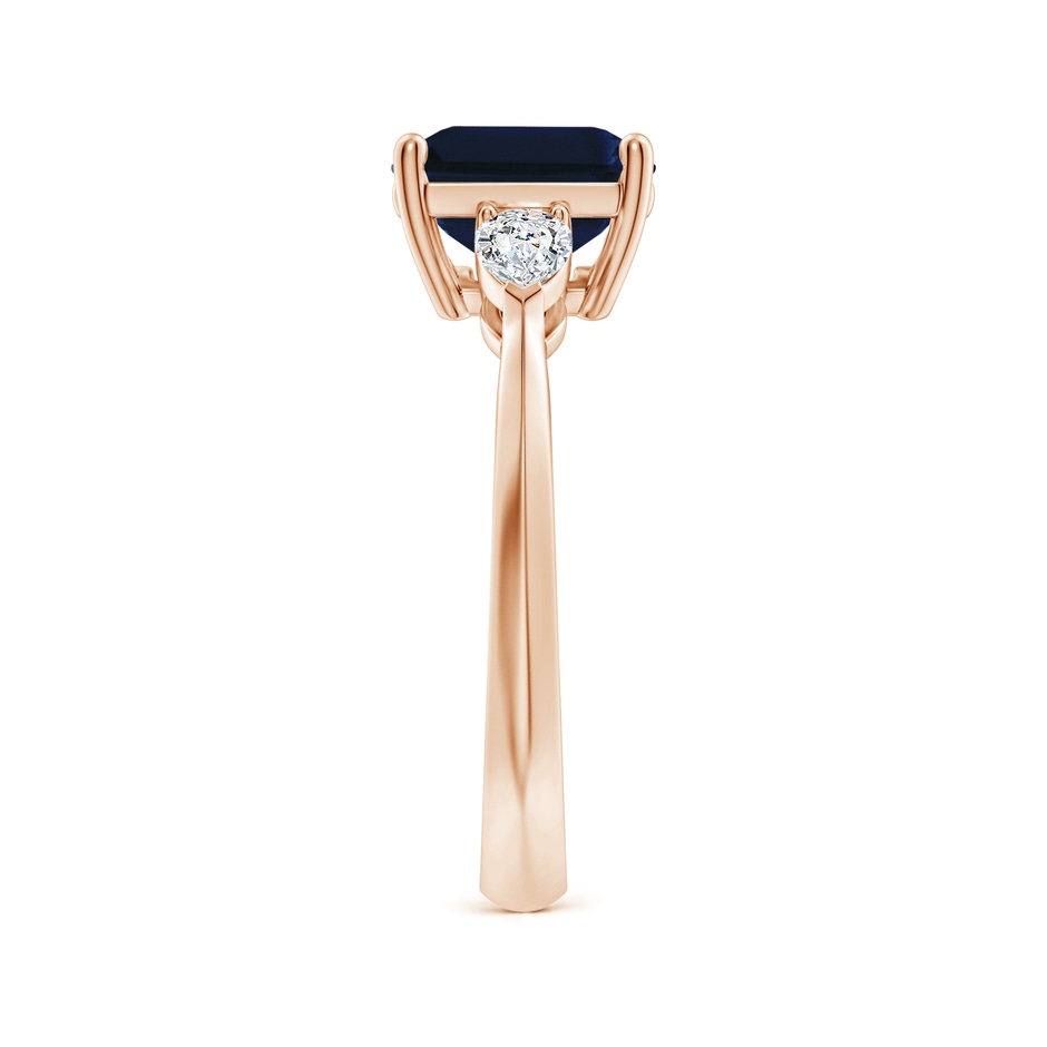 10x8mm AA Classic East-West Emerald-Cut Blue Sapphire Side Stone Engagement Ring in 18K Rose Gold side 299