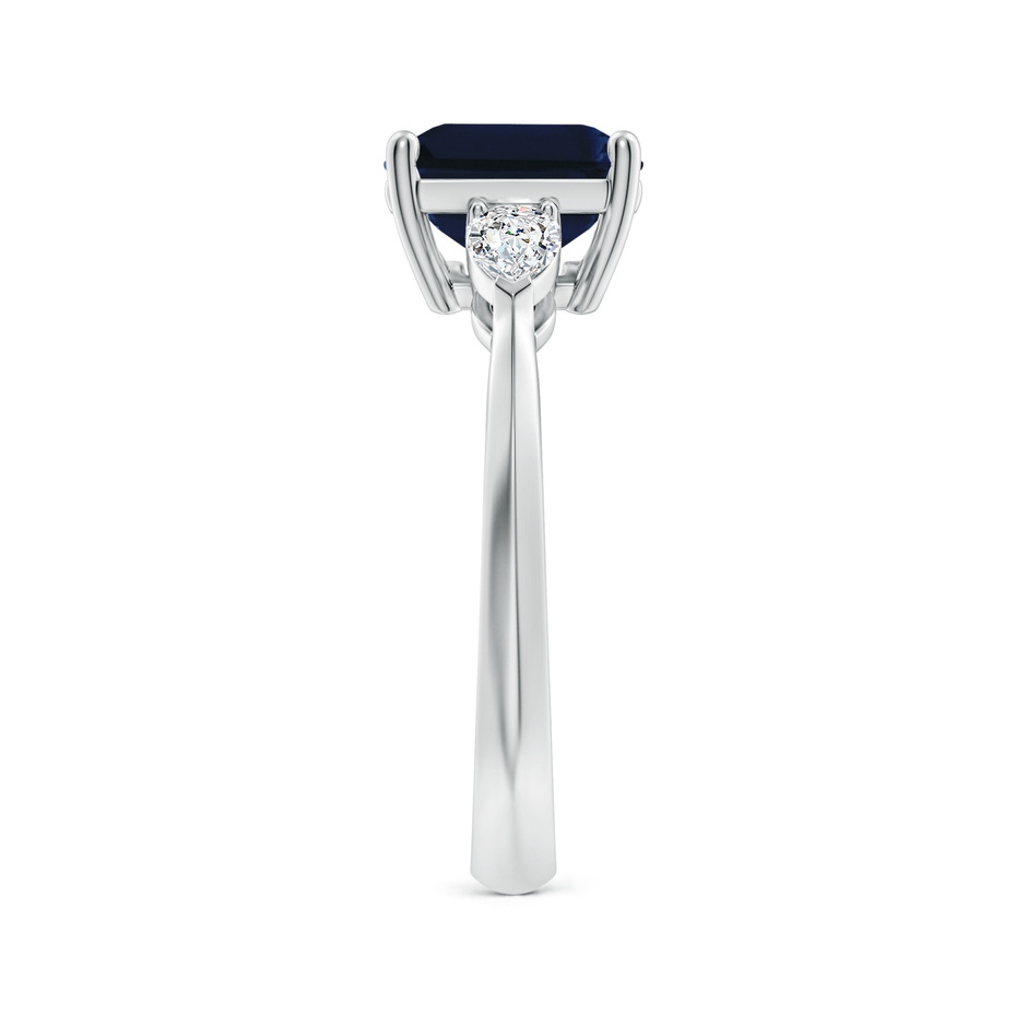 10x8mm AA Classic East-West Emerald-Cut Blue Sapphire Side Stone Engagement Ring in 18K White Gold side 299
