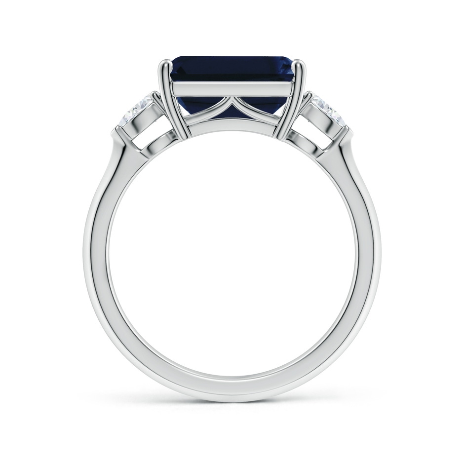 10x8mm AA Classic East-West Emerald-Cut Blue Sapphire Side Stone Engagement Ring in White Gold side 199