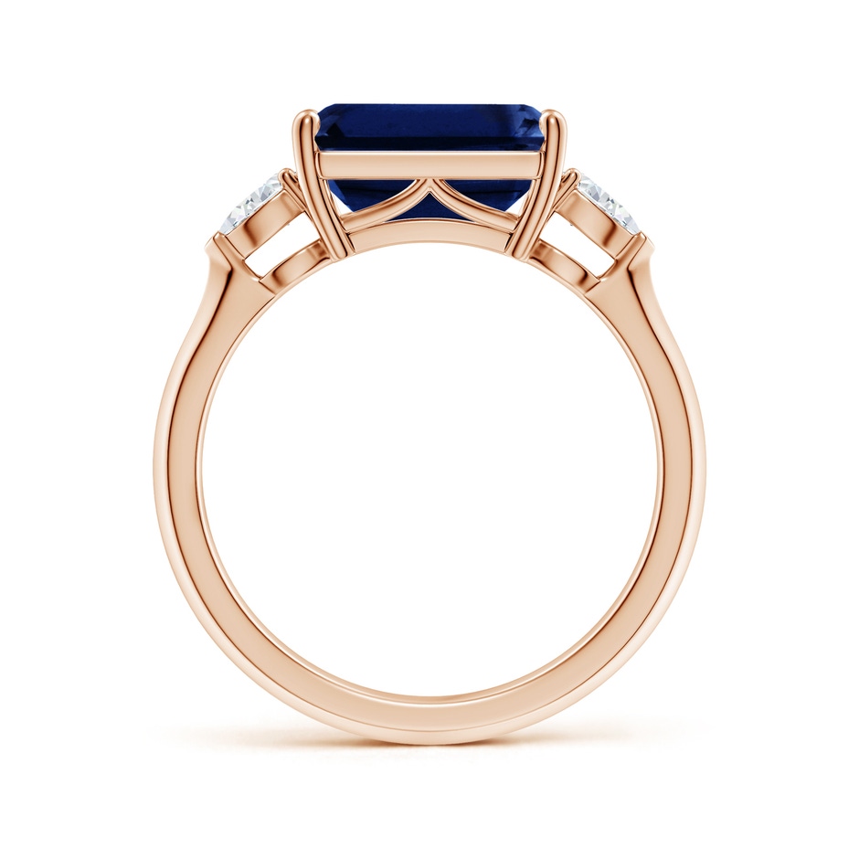 10x8mm AAA Classic East-West Emerald-Cut Blue Sapphire Side Stone Engagement Ring in Rose Gold side 199
