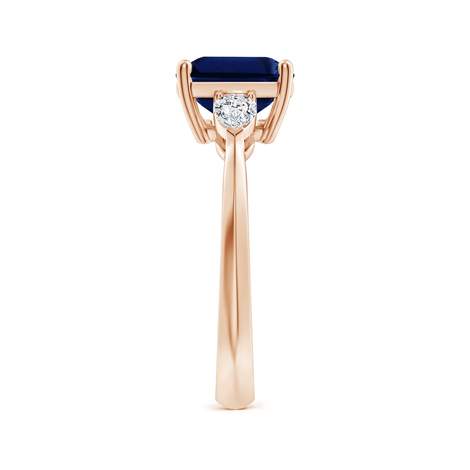 10x8mm AAA Classic East-West Emerald-Cut Blue Sapphire Side Stone Engagement Ring in Rose Gold side 299