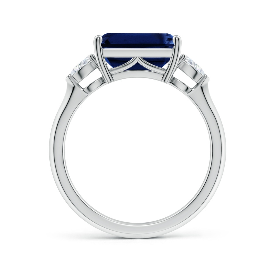 10x8mm AAA Classic East-West Emerald-Cut Blue Sapphire Side Stone Engagement Ring in White Gold side 199