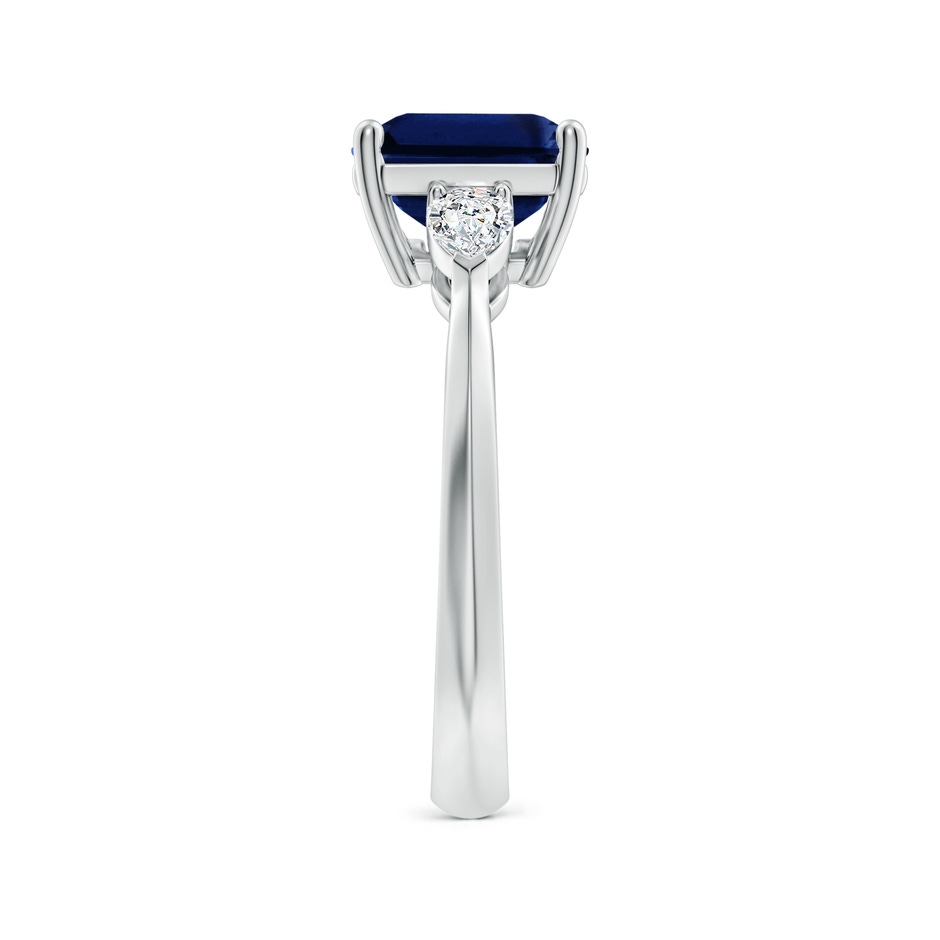 10x8mm AAA Classic East-West Emerald-Cut Blue Sapphire Side Stone Engagement Ring in White Gold side 299
