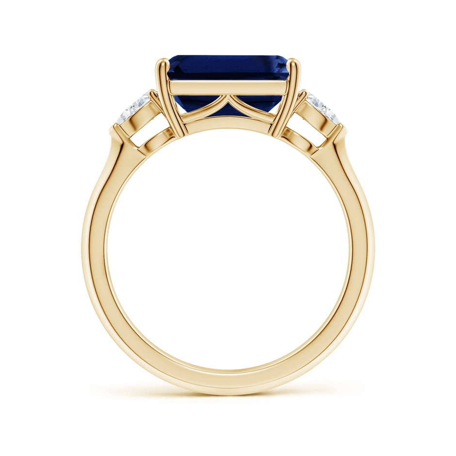 10x8mm AAA Classic East-West Emerald-Cut Blue Sapphire Side Stone Engagement Ring in Yellow Gold side 199