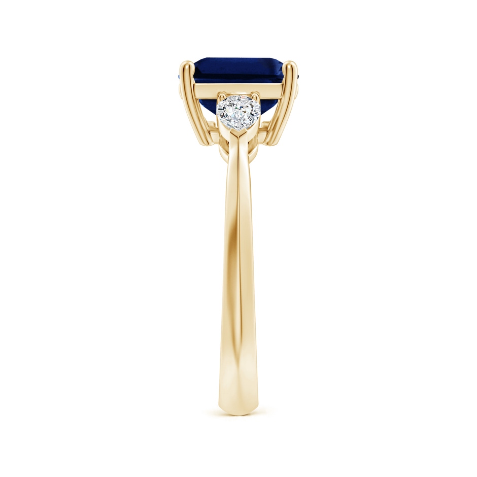 10x8mm AAA Classic East-West Emerald-Cut Blue Sapphire Side Stone Engagement Ring in Yellow Gold side 299