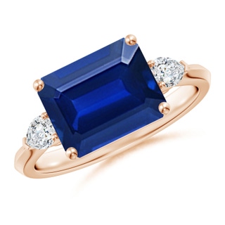 Emerald Cut Lab-Grown Lab Grown Blue Sapphire