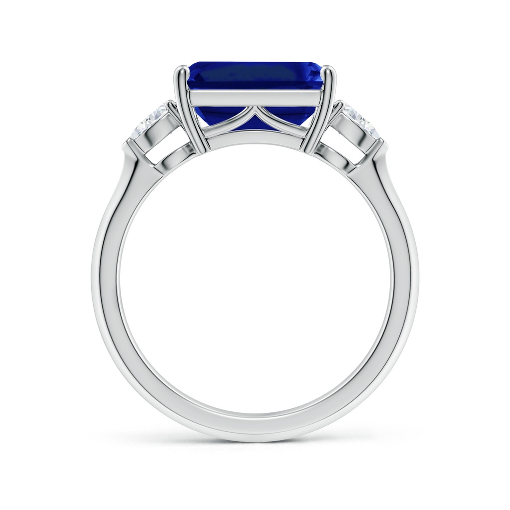 10x8mm Lab-Grown Classic East-West Emerald-Cut Blue Sapphire Side Stone Engagement Ring in 18K White Gold - side 199