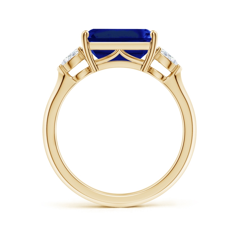 10x8mm Lab-Grown Classic East-West Emerald-Cut Blue Sapphire Side Stone Engagement Ring in 18K Yellow Gold side 199