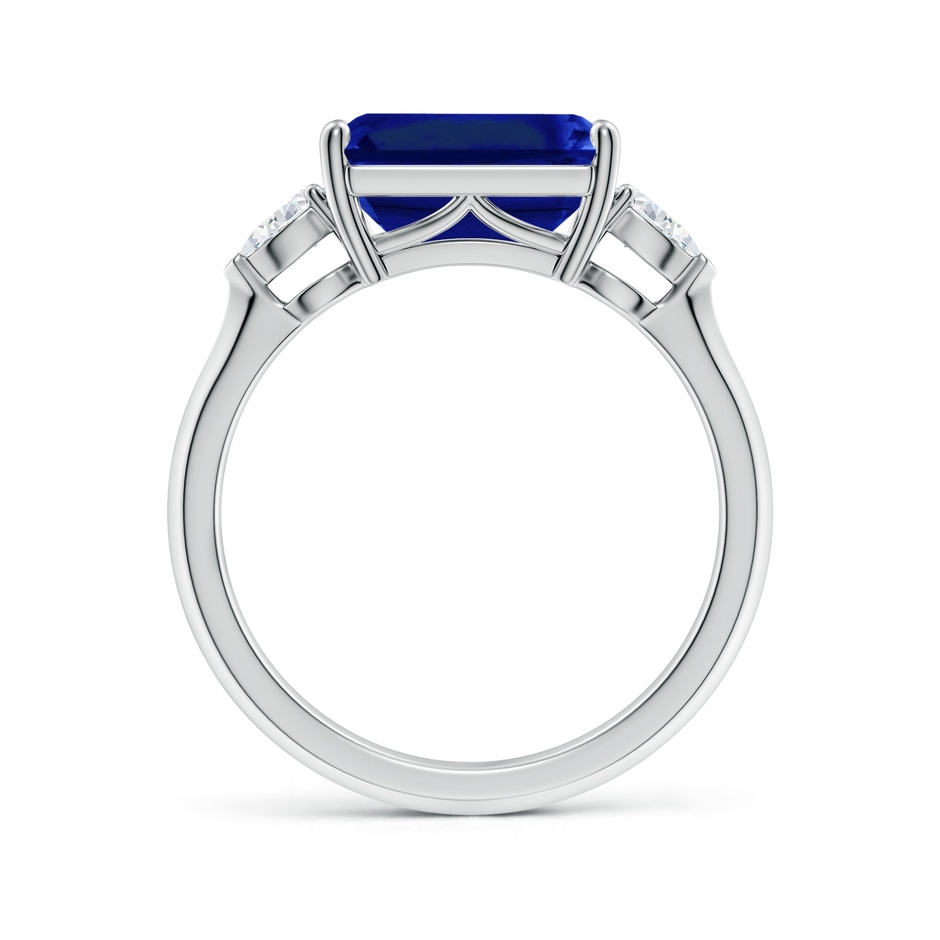 10x8mm AAAA Classic East-West Emerald-Cut Blue Sapphire Side Stone Engagement Ring in P950 Platinum side 199