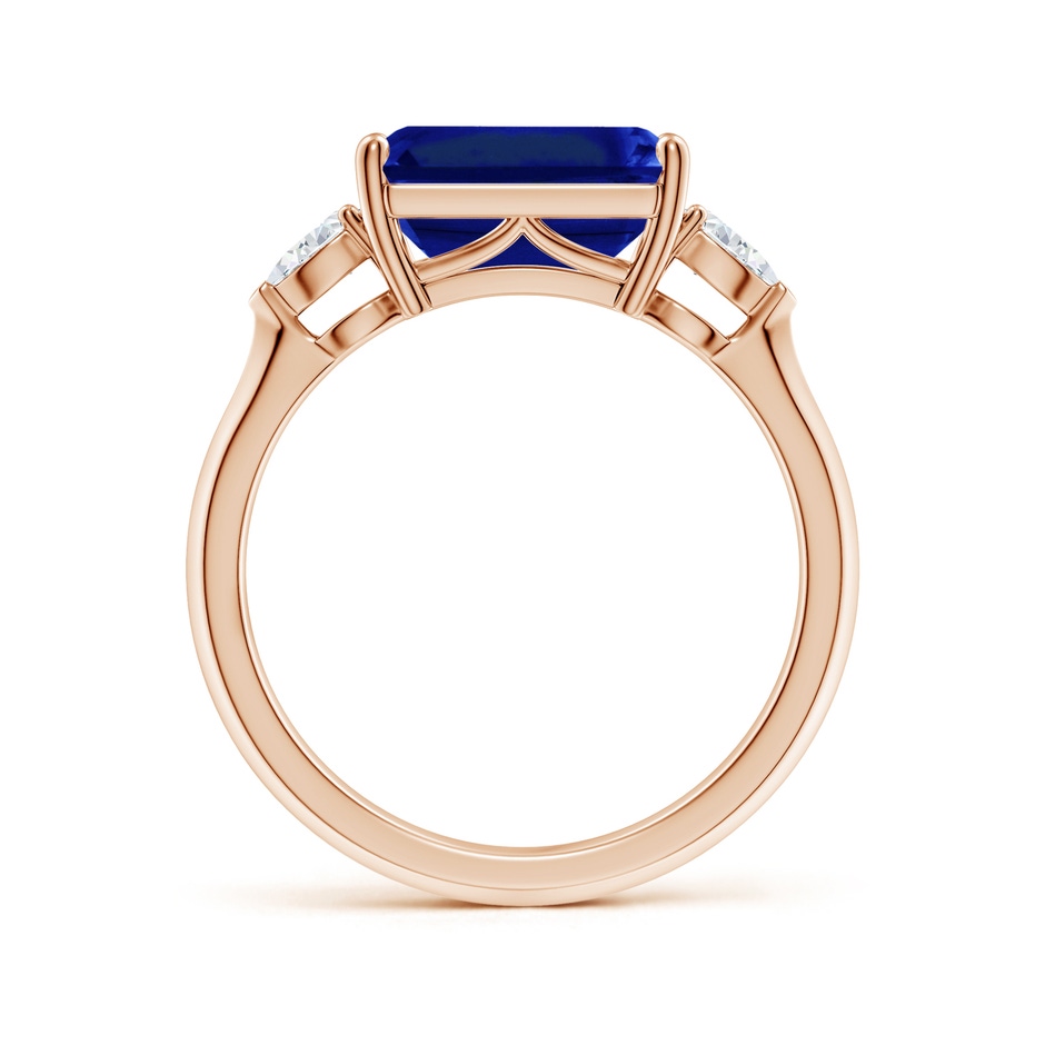 10x8mm AAAA Classic East-West Emerald-Cut Blue Sapphire Side Stone Engagement Ring in Rose Gold side 199