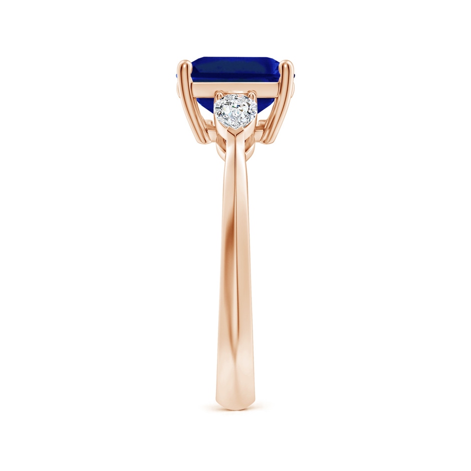 10x8mm AAAA Classic East-West Emerald-Cut Blue Sapphire Side Stone Engagement Ring in Rose Gold side 299