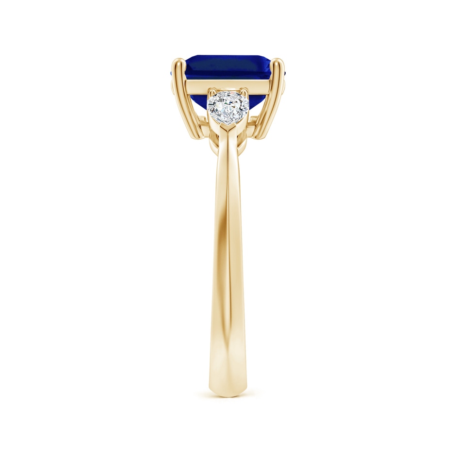 10x8mm AAAA Classic East-West Emerald-Cut Blue Sapphire Side Stone Engagement Ring in Yellow Gold side 299