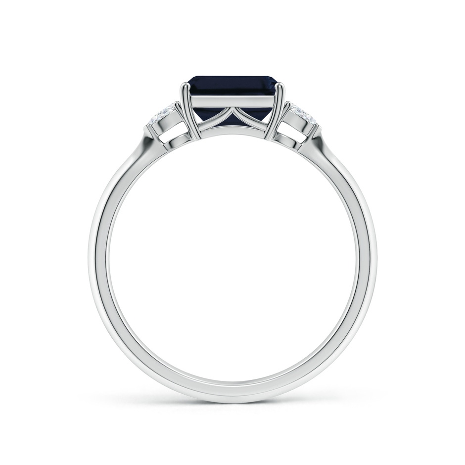 7x5mm A Classic East-West Emerald-Cut Blue Sapphire Side Stone Engagement Ring in White Gold side 199