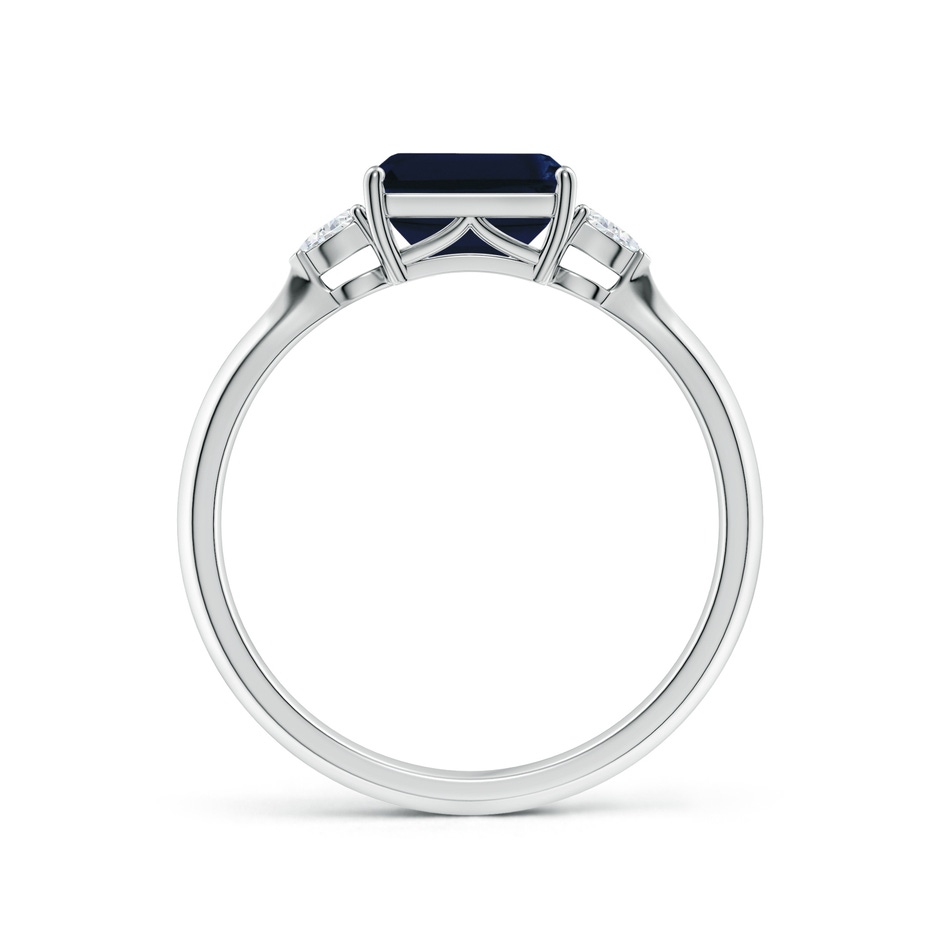 7x5mm AA Classic East-West Emerald-Cut Blue Sapphire Side Stone Engagement Ring in White Gold side 199