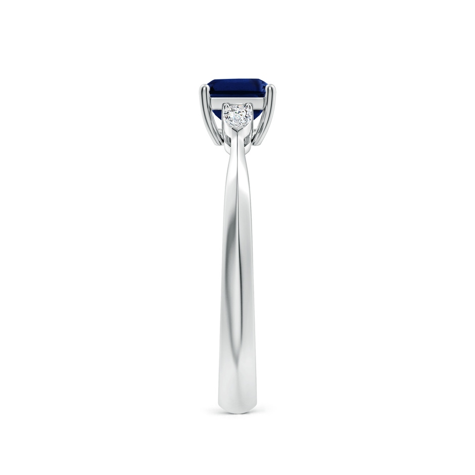 7x5mm AAA Classic East-West Emerald-Cut Blue Sapphire Side Stone Engagement Ring in 18K White Gold side 299