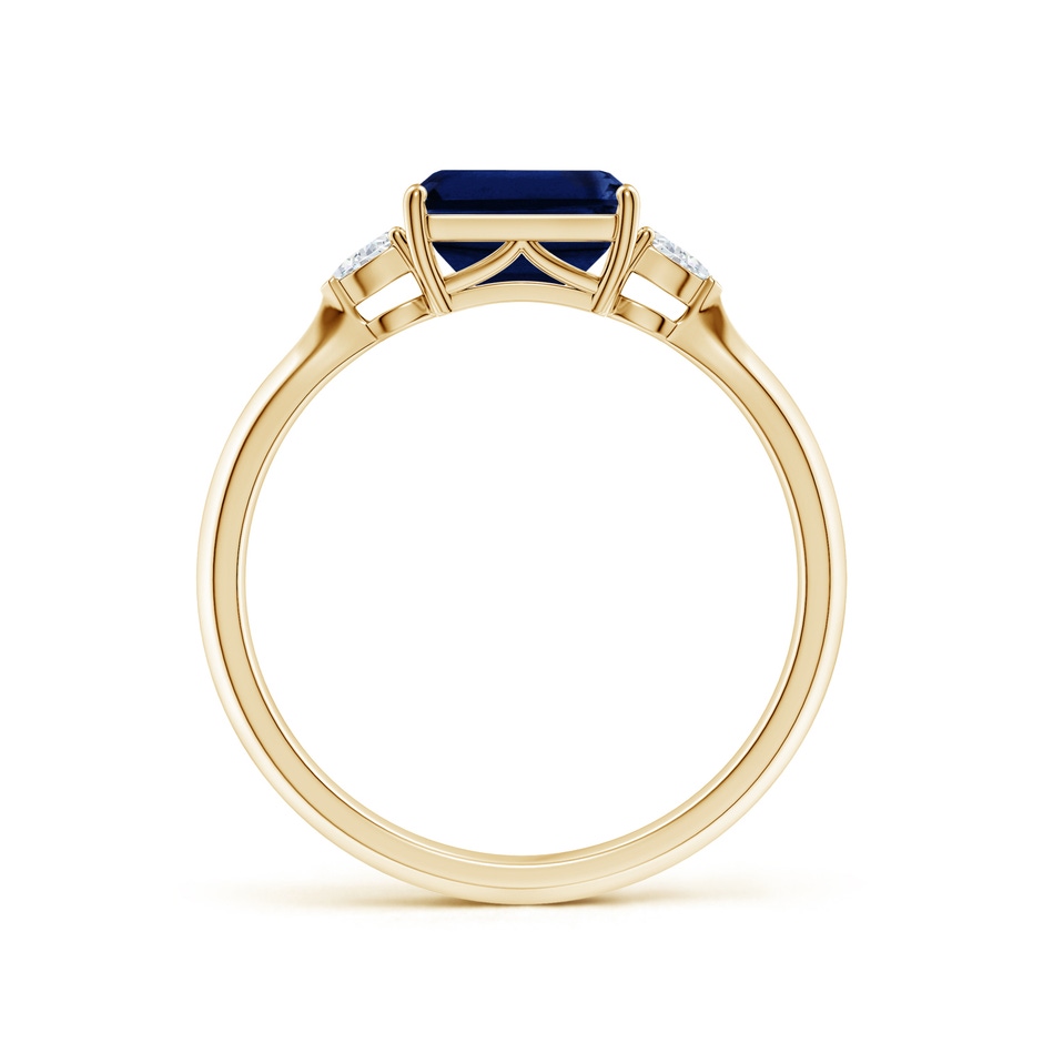 7x5mm AAA Classic East-West Emerald-Cut Blue Sapphire Side Stone Engagement Ring in Yellow Gold side 199