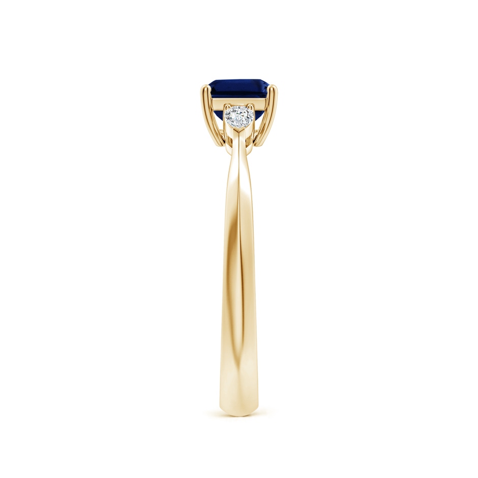 7x5mm AAA Classic East-West Emerald-Cut Blue Sapphire Side Stone Engagement Ring in Yellow Gold side 299