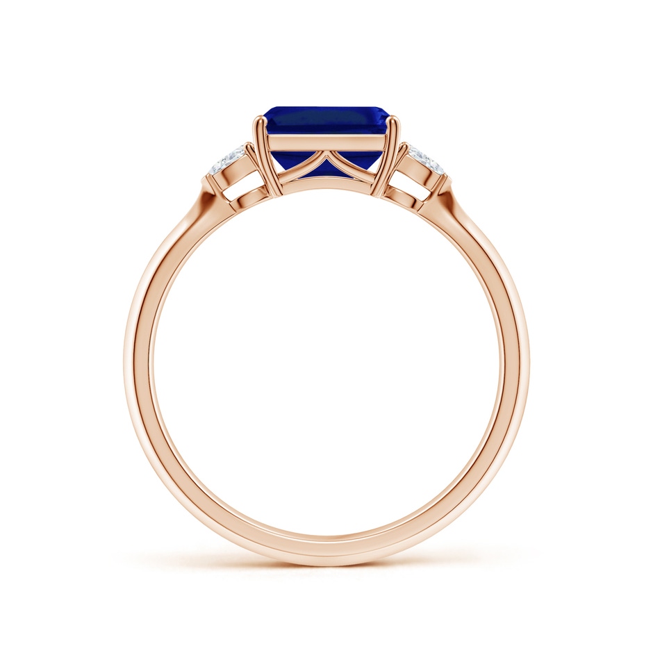 7x5mm AAAA Classic East-West Emerald-Cut Blue Sapphire Side Stone Engagement Ring in Rose Gold side 199
