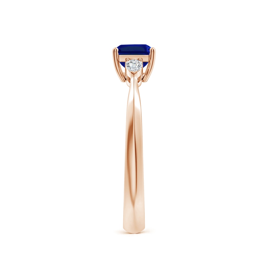 7x5mm AAAA Classic East-West Emerald-Cut Blue Sapphire Side Stone Engagement Ring in Rose Gold side 299