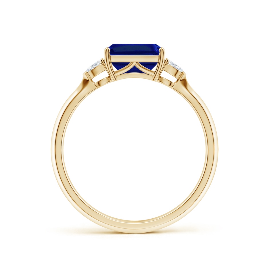 7x5mm AAAA Classic East-West Emerald-Cut Blue Sapphire Side Stone Engagement Ring in Yellow Gold side 199