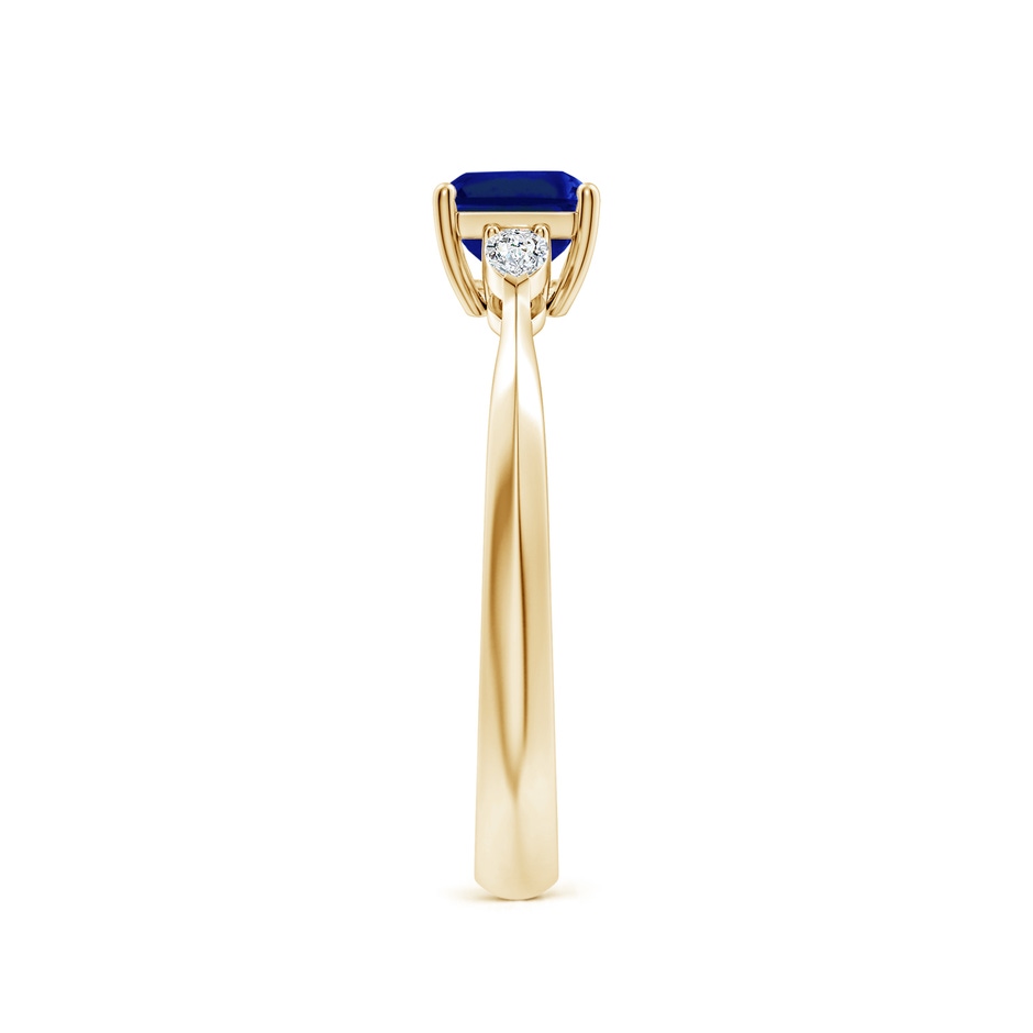 7x5mm AAAA Classic East-West Emerald-Cut Blue Sapphire Side Stone Engagement Ring in Yellow Gold side 299