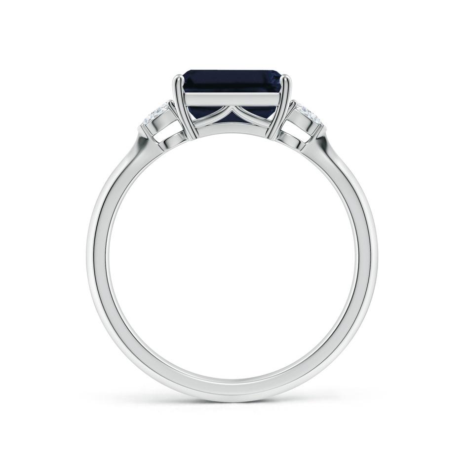 8x6mm A Classic East-West Emerald-Cut Blue Sapphire Side Stone Engagement Ring in White Gold side 199