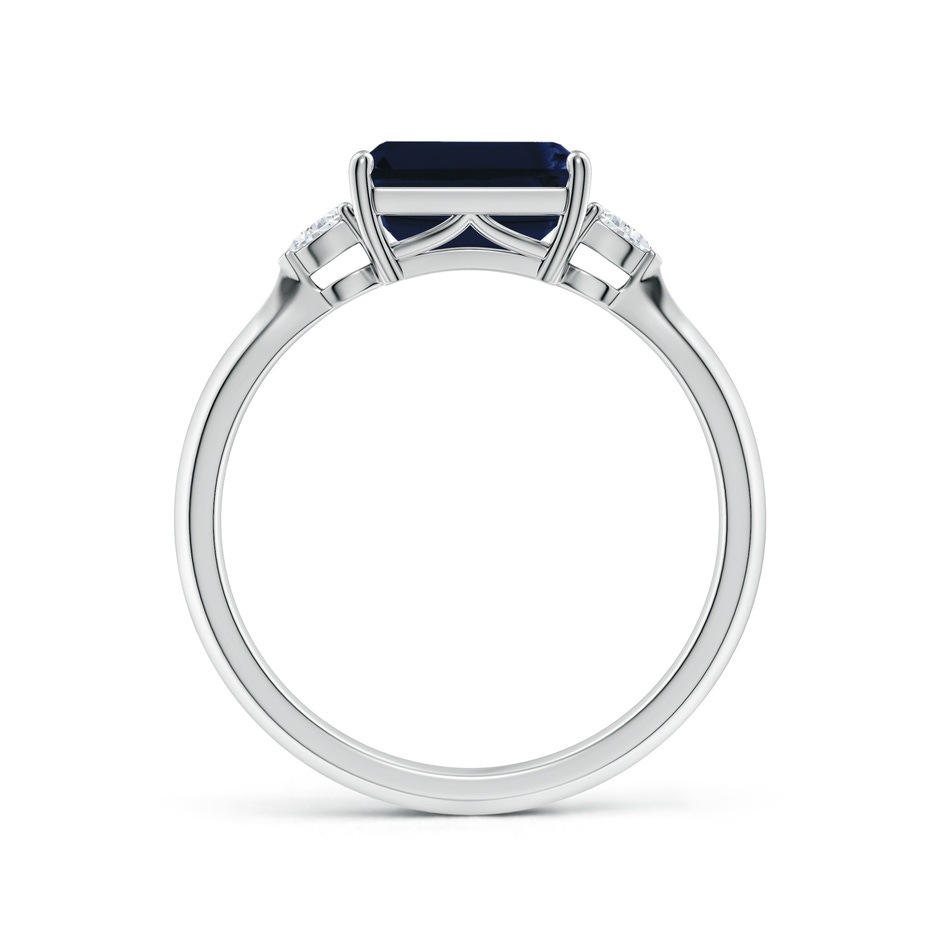 8x6mm AA Classic East-West Emerald-Cut Blue Sapphire Side Stone Engagement Ring in White Gold side 199