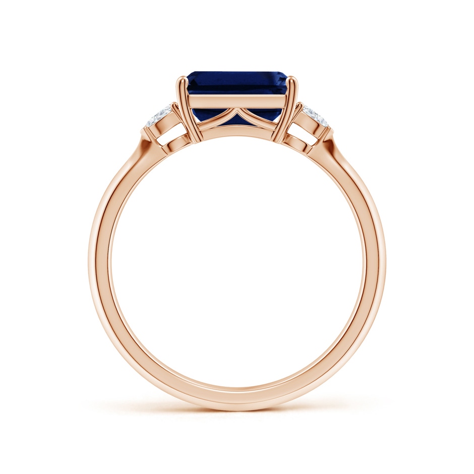 8x6mm AAA Classic East-West Emerald-Cut Blue Sapphire Side Stone Engagement Ring in Rose Gold side 199