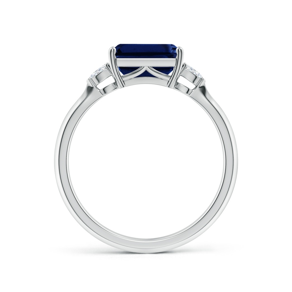 8x6mm AAA Classic East-West Emerald-Cut Blue Sapphire Side Stone Engagement Ring in White Gold side 199