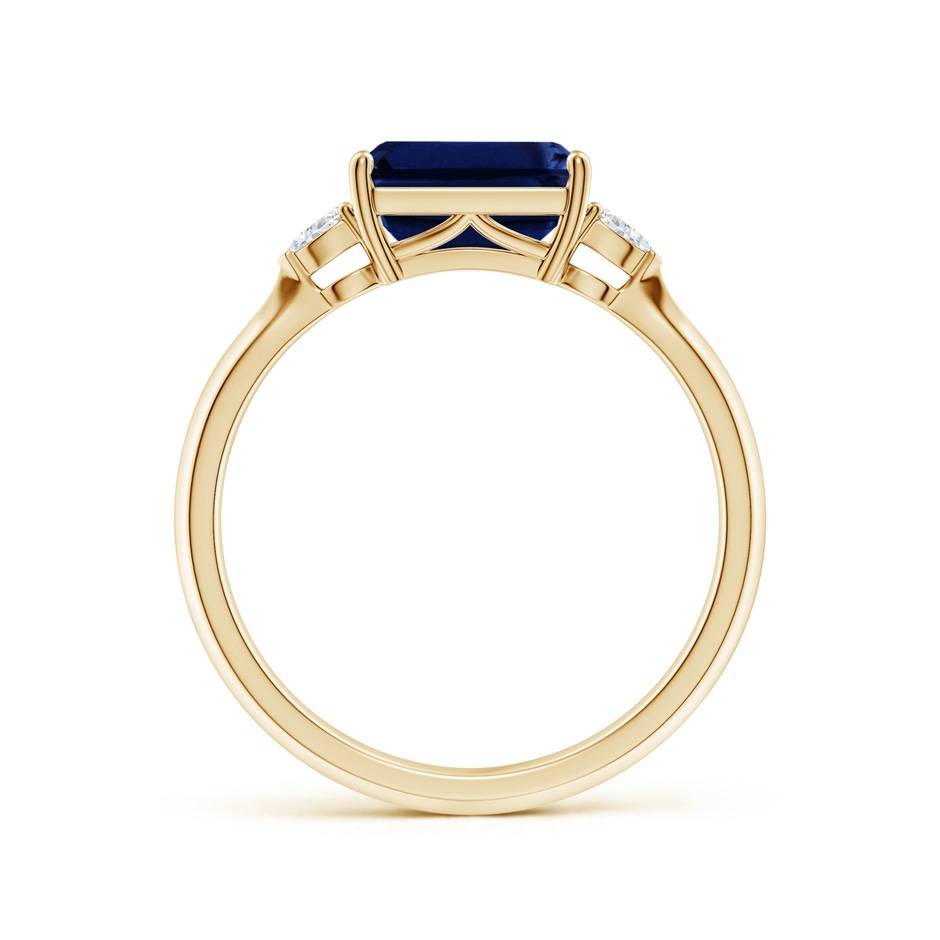 8x6mm AAA Classic East-West Emerald-Cut Blue Sapphire Side Stone Engagement Ring in Yellow Gold side 199