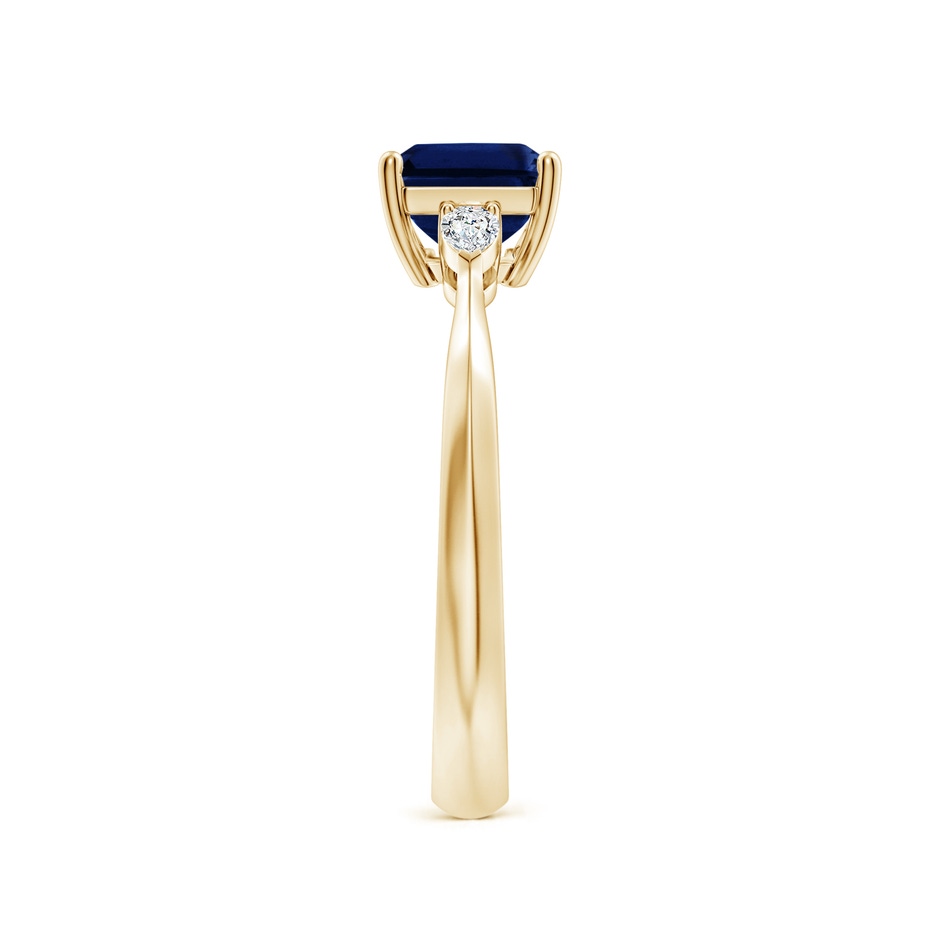8x6mm AAA Classic East-West Emerald-Cut Blue Sapphire Side Stone Engagement Ring in Yellow Gold side 299