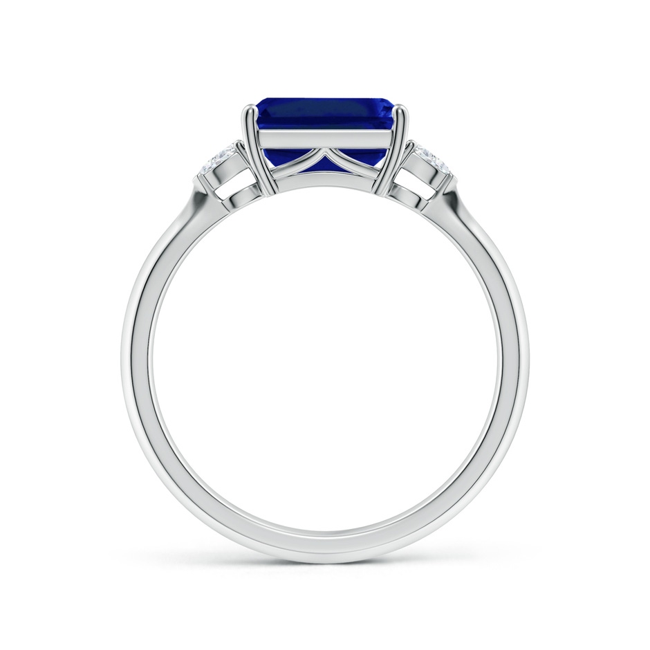 8x6mm AAAA Classic East-West Emerald-Cut Blue Sapphire Side Stone Engagement Ring in P950 Platinum side 199