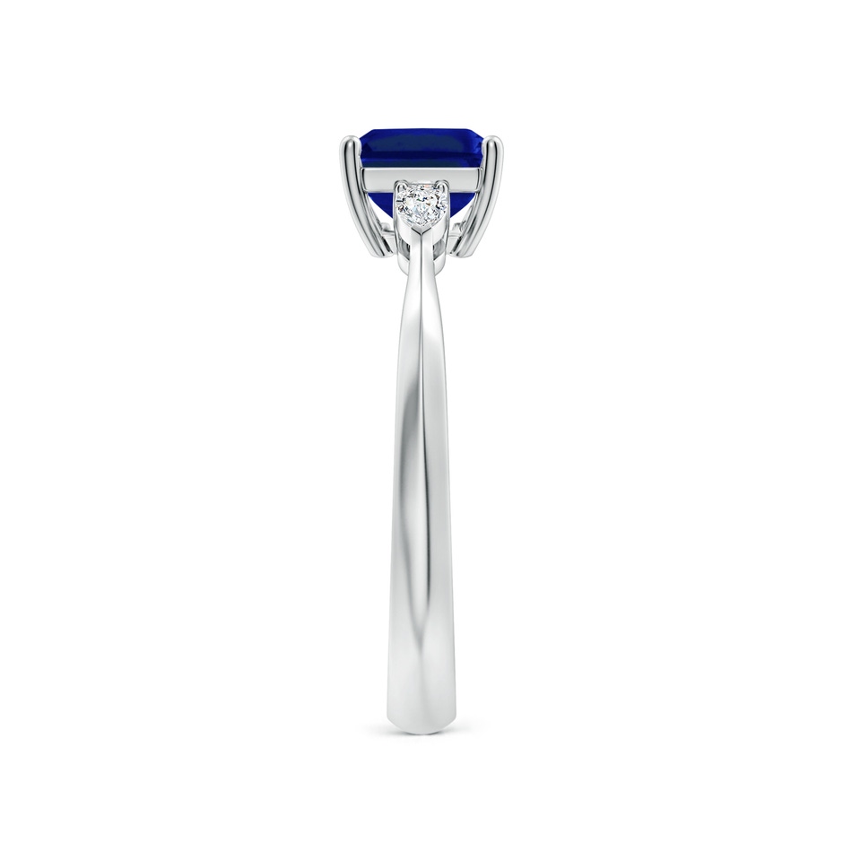 8x6mm AAAA Classic East-West Emerald-Cut Blue Sapphire Side Stone Engagement Ring in P950 Platinum side 299