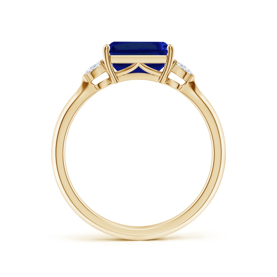 8x6mm Lab-Grown Classic East-West Emerald-Cut Blue Sapphire Side Stone Engagement Ring in Yellow Gold side 199
