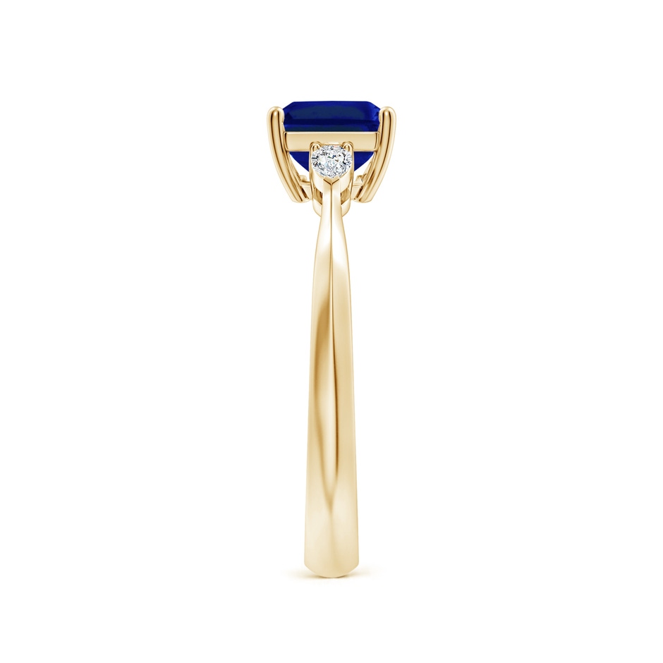 8x6mm Lab-Grown Classic East-West Emerald-Cut Blue Sapphire Side Stone Engagement Ring in Yellow Gold side 299