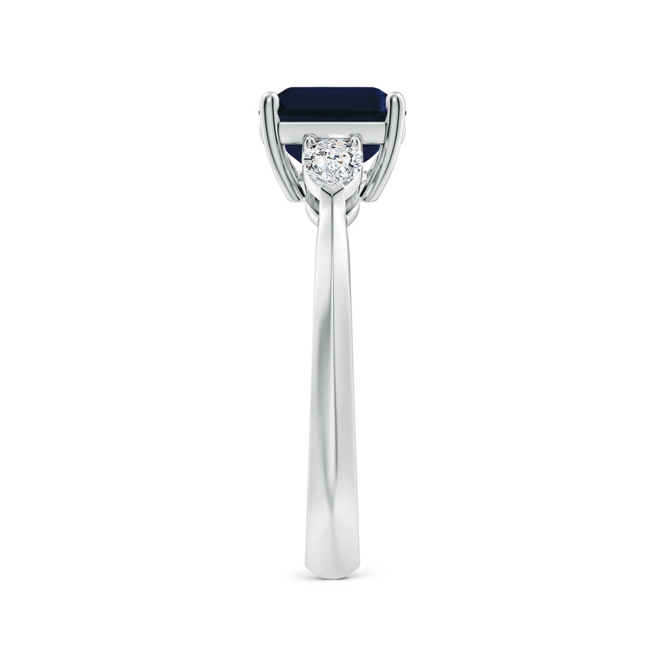 9x7mm AA Classic East-West Emerald-Cut Blue Sapphire Side Stone Engagement Ring in White Gold side 299