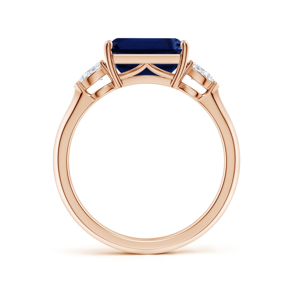 9x7mm AAA Classic East-West Emerald-Cut Blue Sapphire Side Stone Engagement Ring in Rose Gold side 199