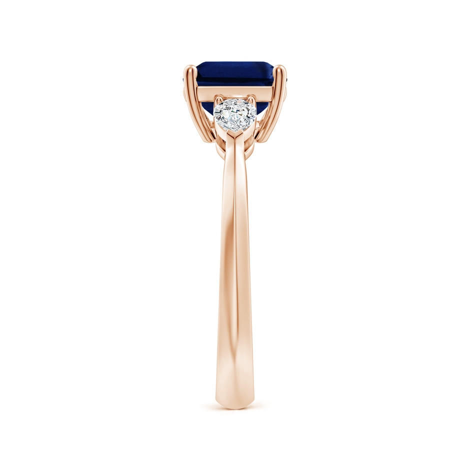 9x7mm AAA Classic East-West Emerald-Cut Blue Sapphire Side Stone Engagement Ring in Rose Gold side 299